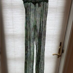 Kim Shui Sheer Green Patterned Wide Leg Pants